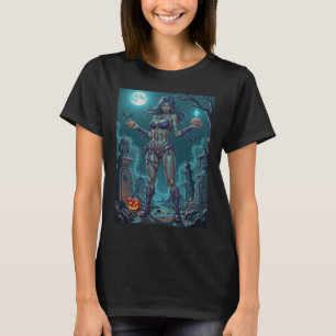 Camiseta Chica Zombie Ofrece Dulce o Sesos para Halloween