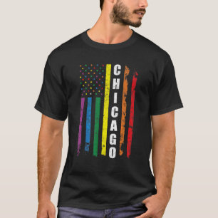 Camiseta Chicago Bandera Estadounidense Rainbow Gay Lgbt Or