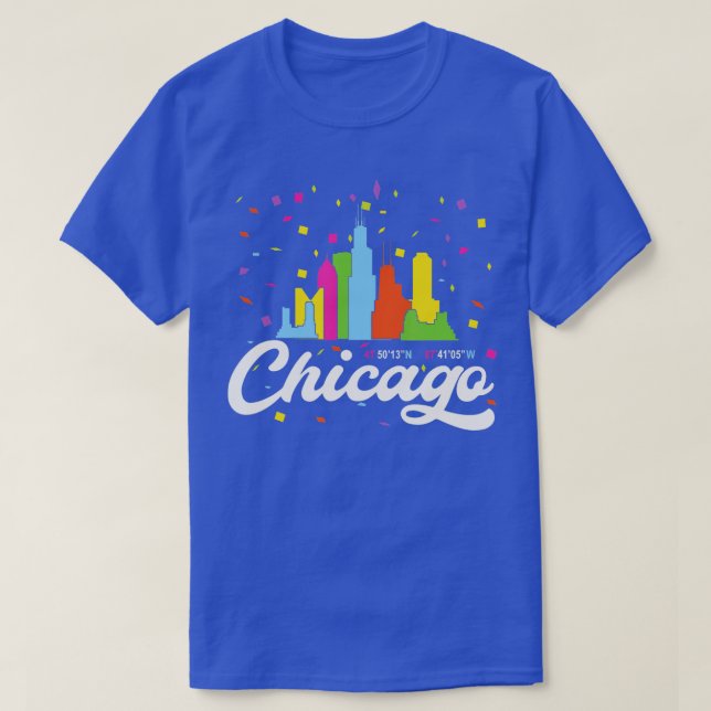 Camiseta Chicago City  Illinois Skyline USA American Flag  (Diseño del anverso)
