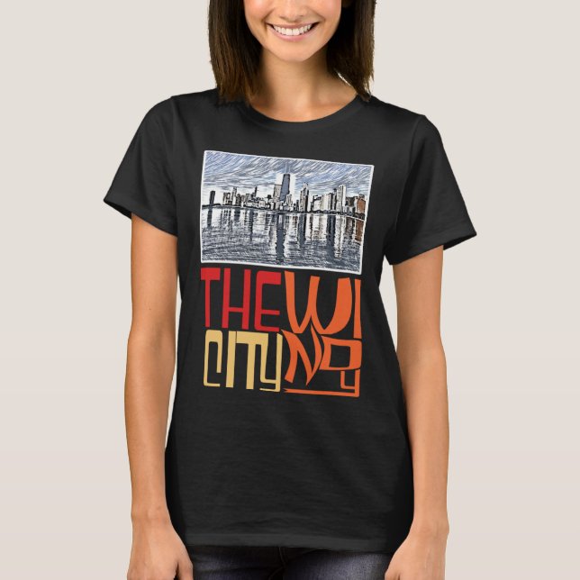 Camiseta Chicago City Skyline  Chicago Skyline Silhouette (Anverso)