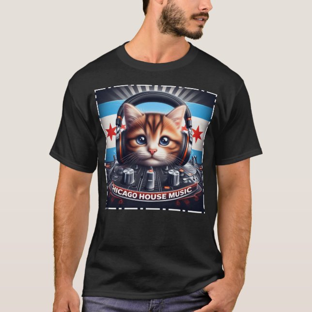 Camiseta Chicago Flag Cat House Music 002 (Anverso)