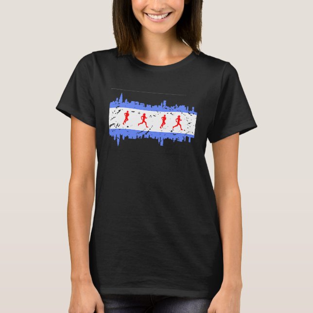 Camiseta Chicago Flag Runner Gear Chicago Running Apparel (Anverso)