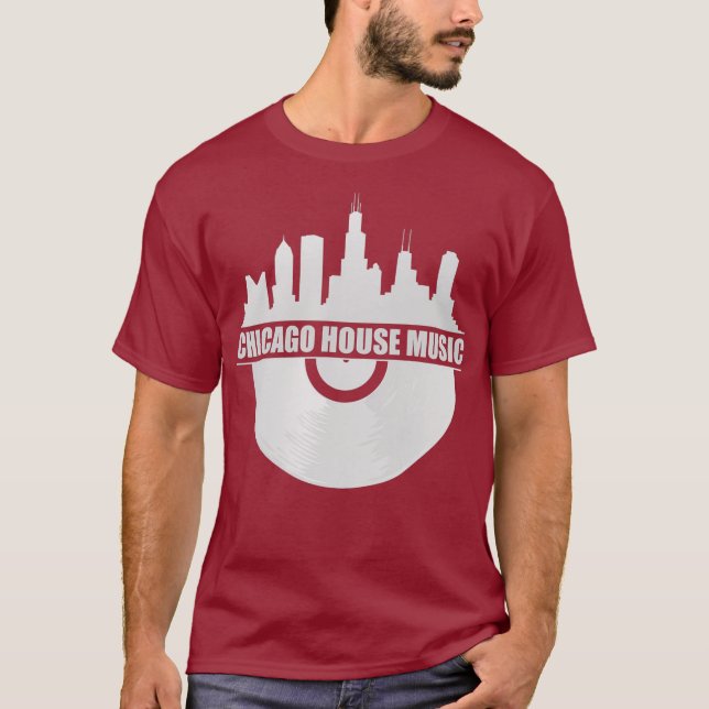 Camiseta Chicago House Music Chicago Skyline EDM DJ House (Anverso)