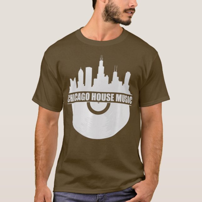 Camiseta Chicago House Music Chicago Skyline EDM DJ House (Anverso)