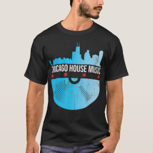 Camiseta Chicago House Music - Skyline Vinyl Record DJ