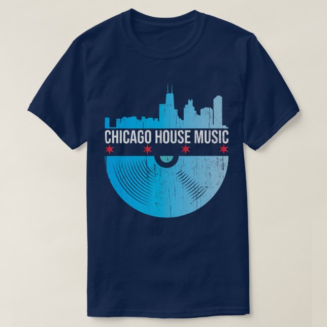 Camiseta Chicago House Music - Skyline Vinyl Record Dj Rave (Diseño del anverso)