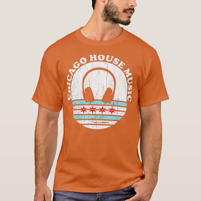 Camiseta Chicago House Music - Vintage Sunset DJ (Anverso)