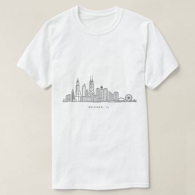 Camiseta Chicago IL Cityscape Illustration (Diseño del anverso)
