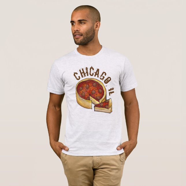 Camiseta Chicago IL Illinois Deep Dish Pepperoni Pizza Food (Anverso completo)