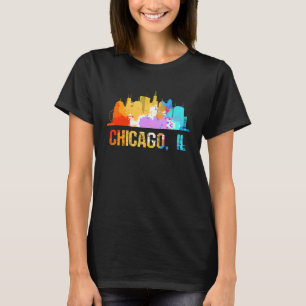 Camiseta Chicago IL Illinois Watercolor Cityscaps y Skyl