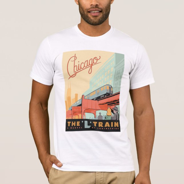 Camiseta Chicago, IL - Tren "L" (Anverso)