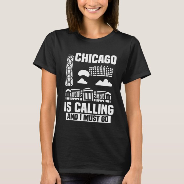 Camiseta Chicago Illinois City Skyline Map Travel (Anverso)