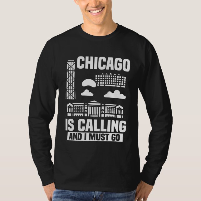 Camiseta Chicago Illinois City Skyline Map Travel (Anverso)