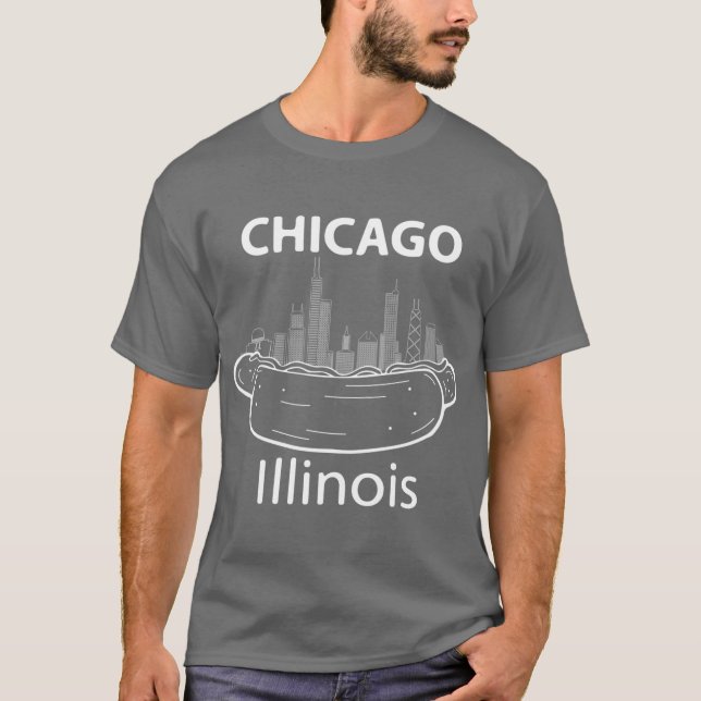 Camiseta Chicago Illinois Hotdog Skyline Souvenir Chicago (Anverso)