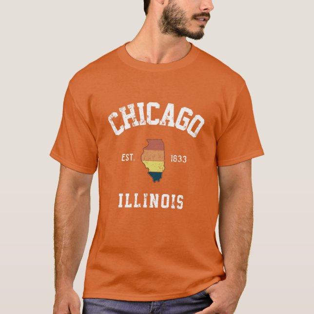 Camiseta Chicago Illinois IL Retro State City ama a Illinoi (Anverso)