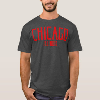 Camiseta Chicago Illinois IL Vintage Textos Rojos