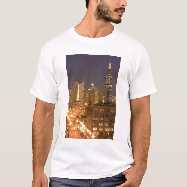 Camiseta Chicago, Illinois, Skyline desde West Loop en (Anverso)