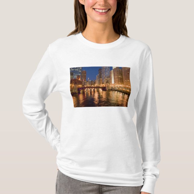 Camiseta Chicago, Illinois, Skyline y Chicago River at 2 (Anverso)