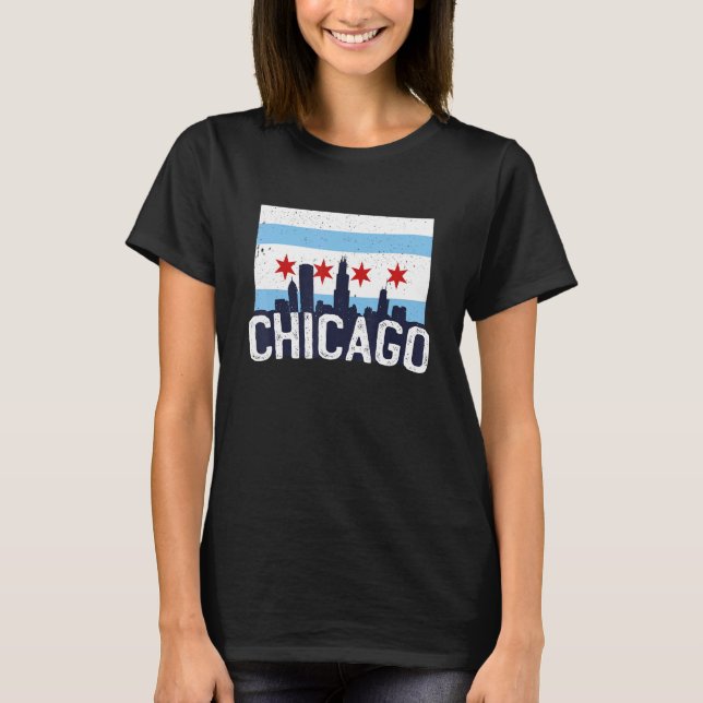 Camiseta Chicago Illinois USA City Skyline Silhouette Outli (Anverso)