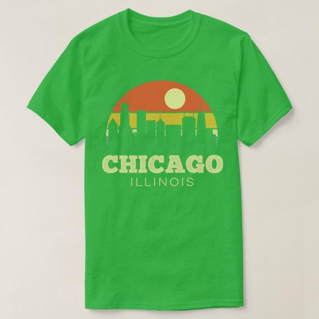 Camiseta Chicago Illinois Vintage Sunset (Diseño del anverso)