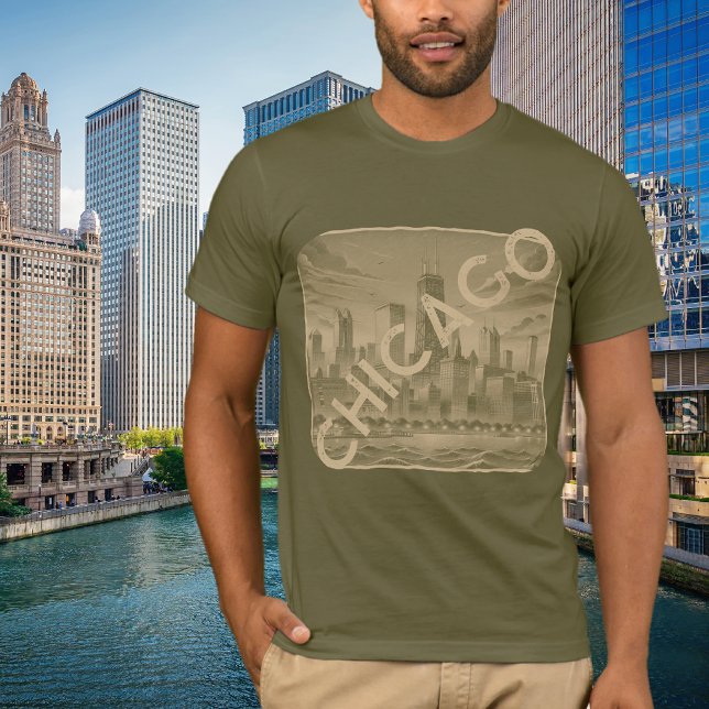 Camiseta Chicago Khaki Tan Name Graphic T-Shirt (Subido por el creador)