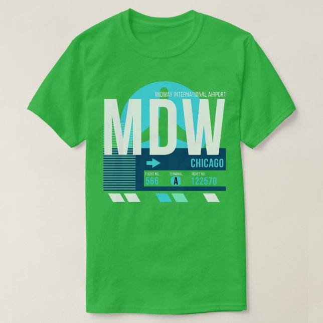 Camiseta Chicago MDW Airport Code Baggway Etiqueta (Diseño del anverso)