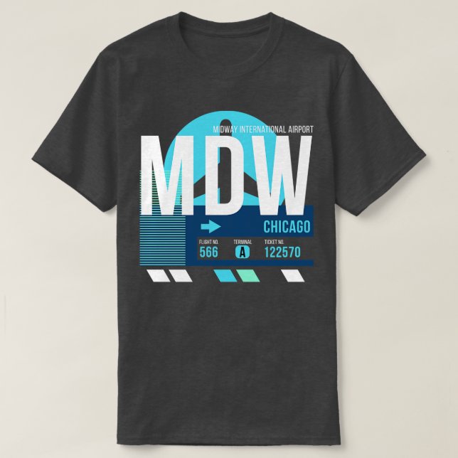 Camiseta Chicago MDW Airport Code Baggway Etiqueta (Diseño del anverso)