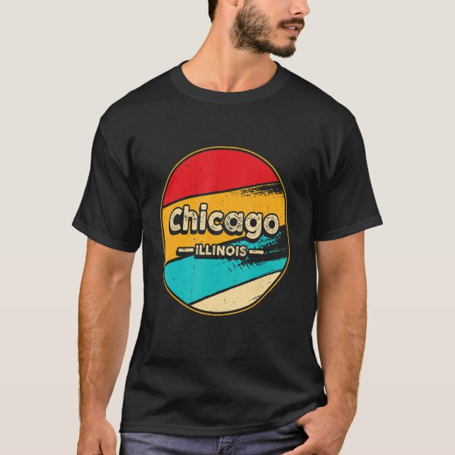 Camiseta Chicago Retro Vintage Sunset Estados Unidos Chicag (Anverso)