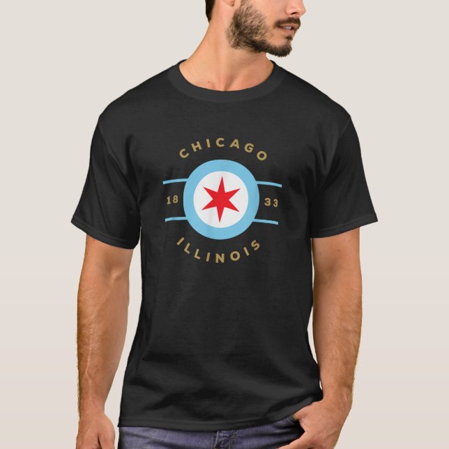 Camiseta Chicago Shirt Chicago Flag Star Logo Illinois T Sh (Anverso)