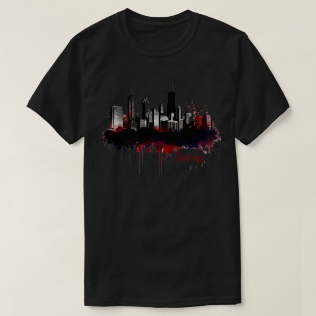Camiseta Chicago Skyline Chiraq TShirt (Diseño del anverso)