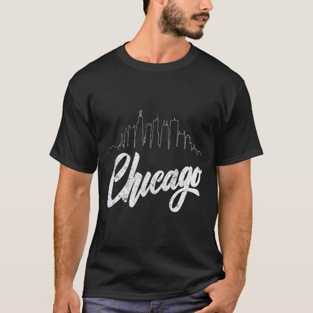 Camiseta Chicago Skyline Illinois Il Pride Prairie State Va (Anverso)