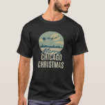 Camiseta Chicago Skyline Merry Christmas Retro Santa Silhou<br><div class="desc">Chicago Skyline Merry Christmas Retro Santa Silhouette</div>