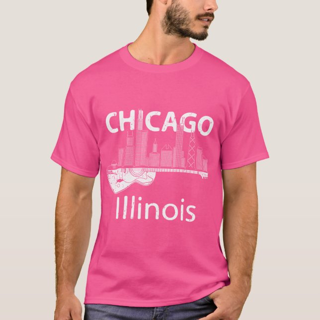 Camiseta Chicago Souvenir Men Illinois Gift Music Electric (Anverso)