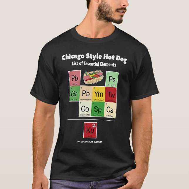 Camiseta Chicago Style Hot Dog List of Essential Elements M (Anverso)