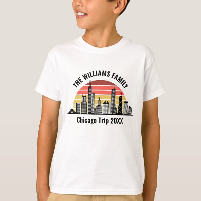 Camiseta Chicago Sunset Customized Family Trip Kids (Anverso)