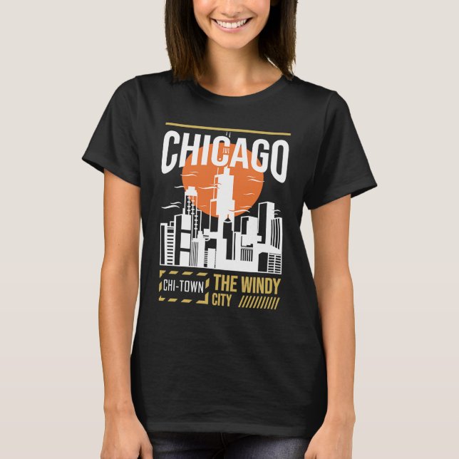 Camiseta Chicago USA Chicago Skyline I Love Chicago Chi Tow (Anverso)