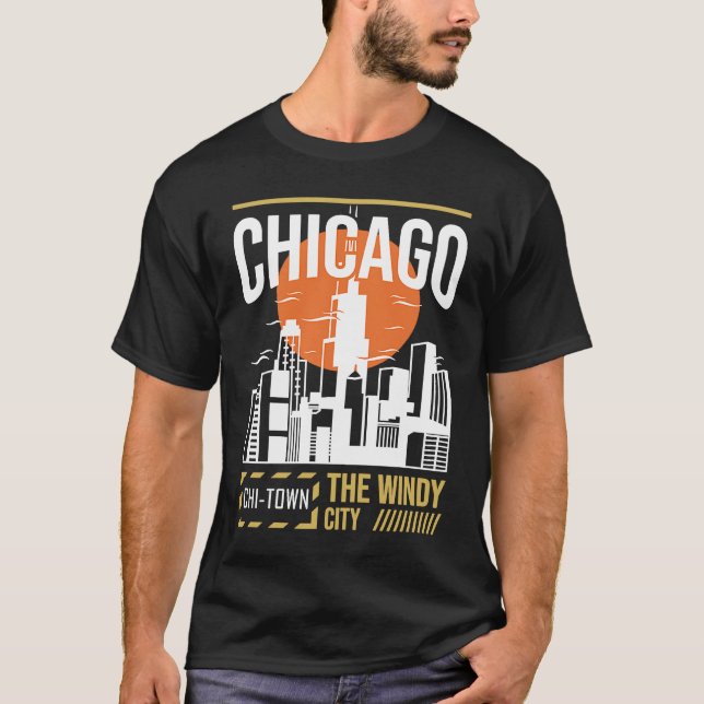 Camiseta Chicago USA Chicago Skyline I Love Chicago Chi Tow (Anverso)