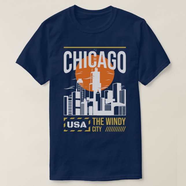 Camiseta chicago usa la ventosa ciudad de TShirt (Diseño del anverso)