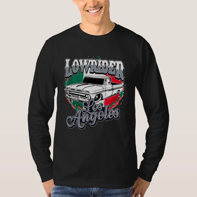 Camiseta Chicano Low Rider Truck Mexican Flag Los Angeles L (Anverso)