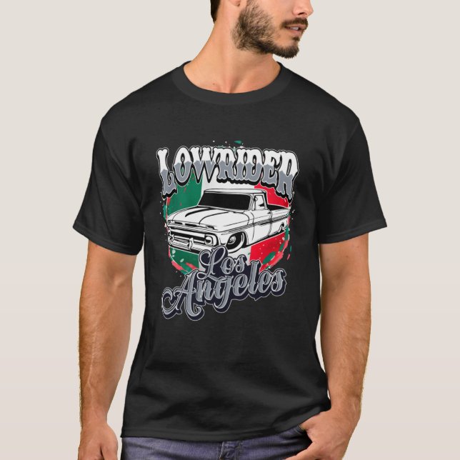 Camiseta Chicano Low Rider Truck Mexican Flag Los Angeles L (Anverso)