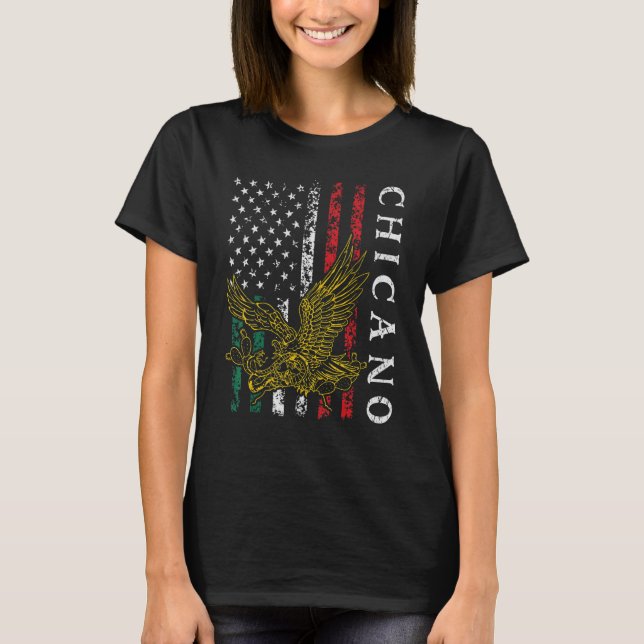Camiseta Chicano México Bandera Estadounidense Orgullo Mexi (Anverso)