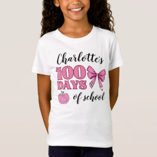 Camiseta Chicas 100 días de escuela con lápiz rosa