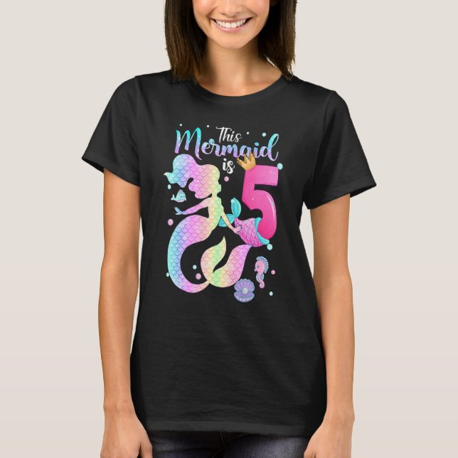 Camiseta Chicas 5º Cumpleaños Esta Sirenita Es Niña De 5 Añ (Anverso)