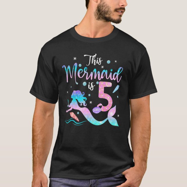 Camiseta Chicas 5 Años Esta Sirenita Tiene 5 Años De Edad (Anverso)