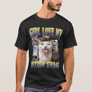 Camiseta Chicas Aman Mi Swagger de Autismo Meme de Gato Div