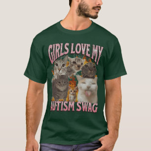 Camiseta Chicas Aman Mi Swagger de Autismo Meme de Gato Div