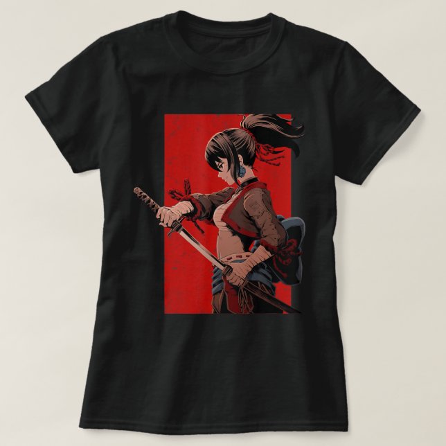 Camiseta Chicas animales adolescentes Samurai Waifu japonés (Diseño del anverso)