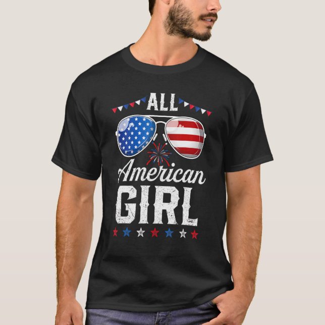 Camiseta Chicas Bandera Estadounidense Gafas De Sol 4 De Ju (Anverso)
