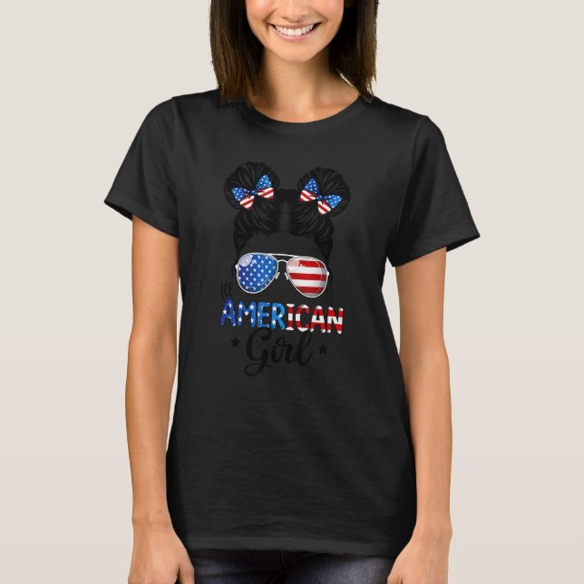 Camiseta Chicas Bandera Estadounidense Gafas De Sol 4 De Ju (Anverso)