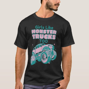 Camiseta Chicas Como Camiones De Monstruo Muy Rosa
